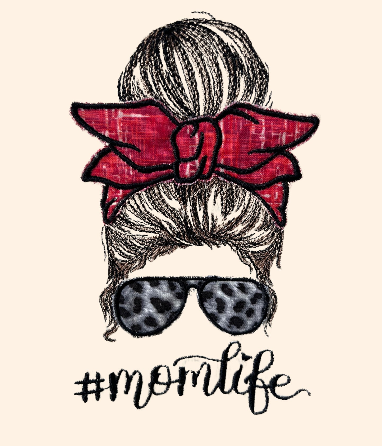 Momlife Messy Bun Applique Embroidery tshirt
