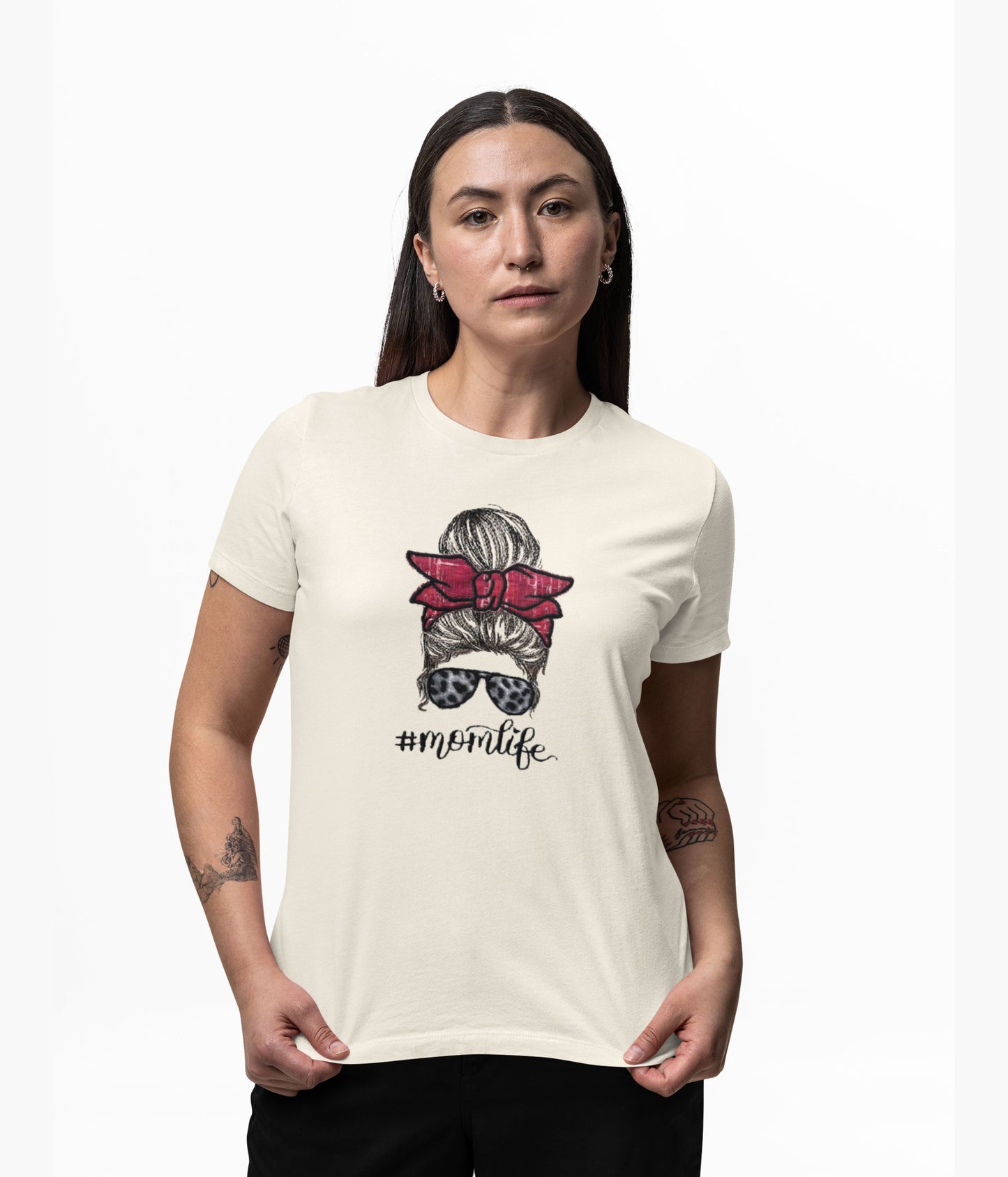 Momlife Messy Bun Applique Embroidery tshirt