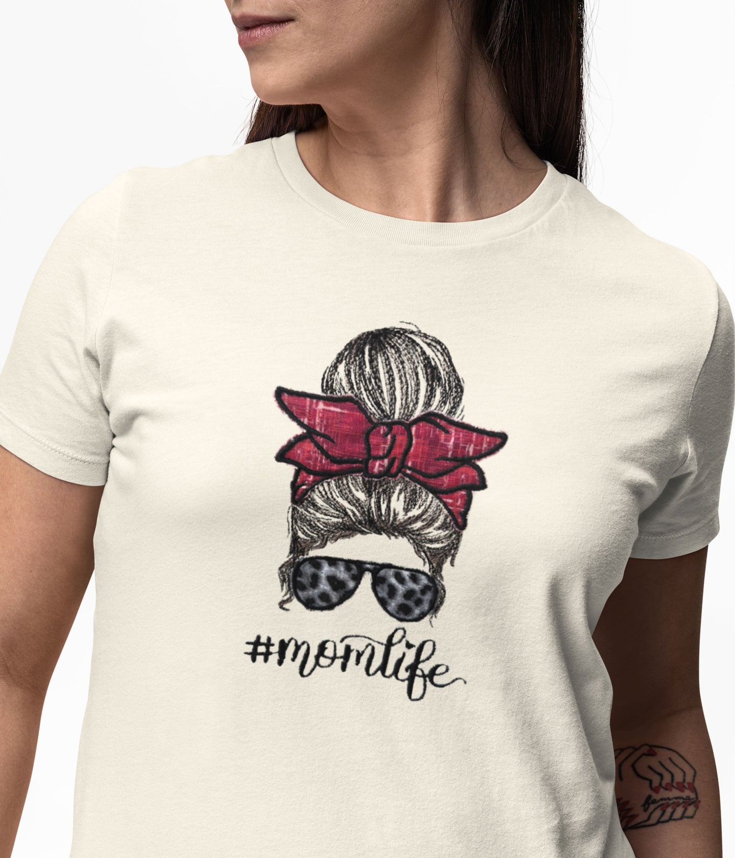 Momlife Messy Bun Applique Embroidery tshirt