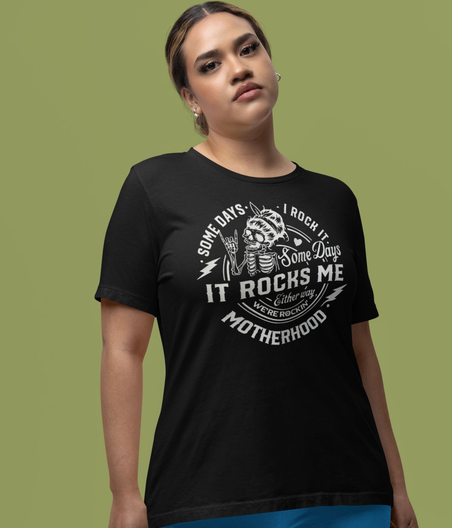 Rocking motherhood black crew neck tshirt