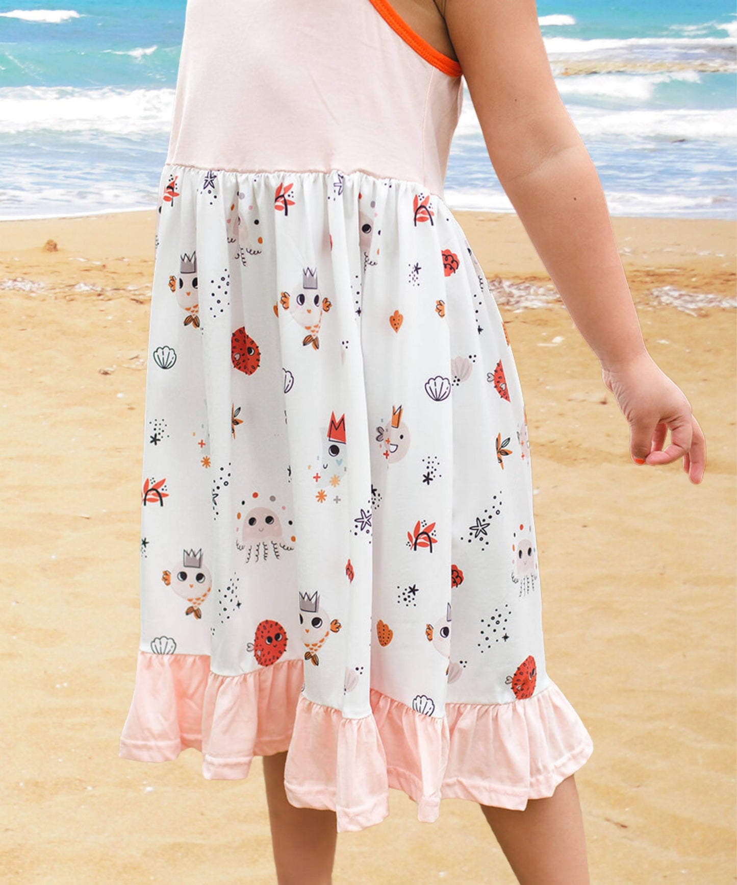 Sea Creatures Peach Beach Dress - 'Under the Sea Collection'