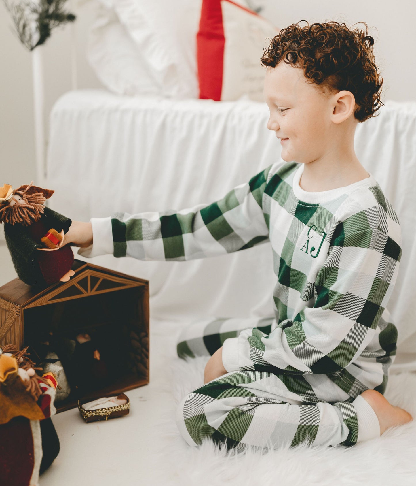 Green plaid pajamas - Family matching 100% cotton pajamas