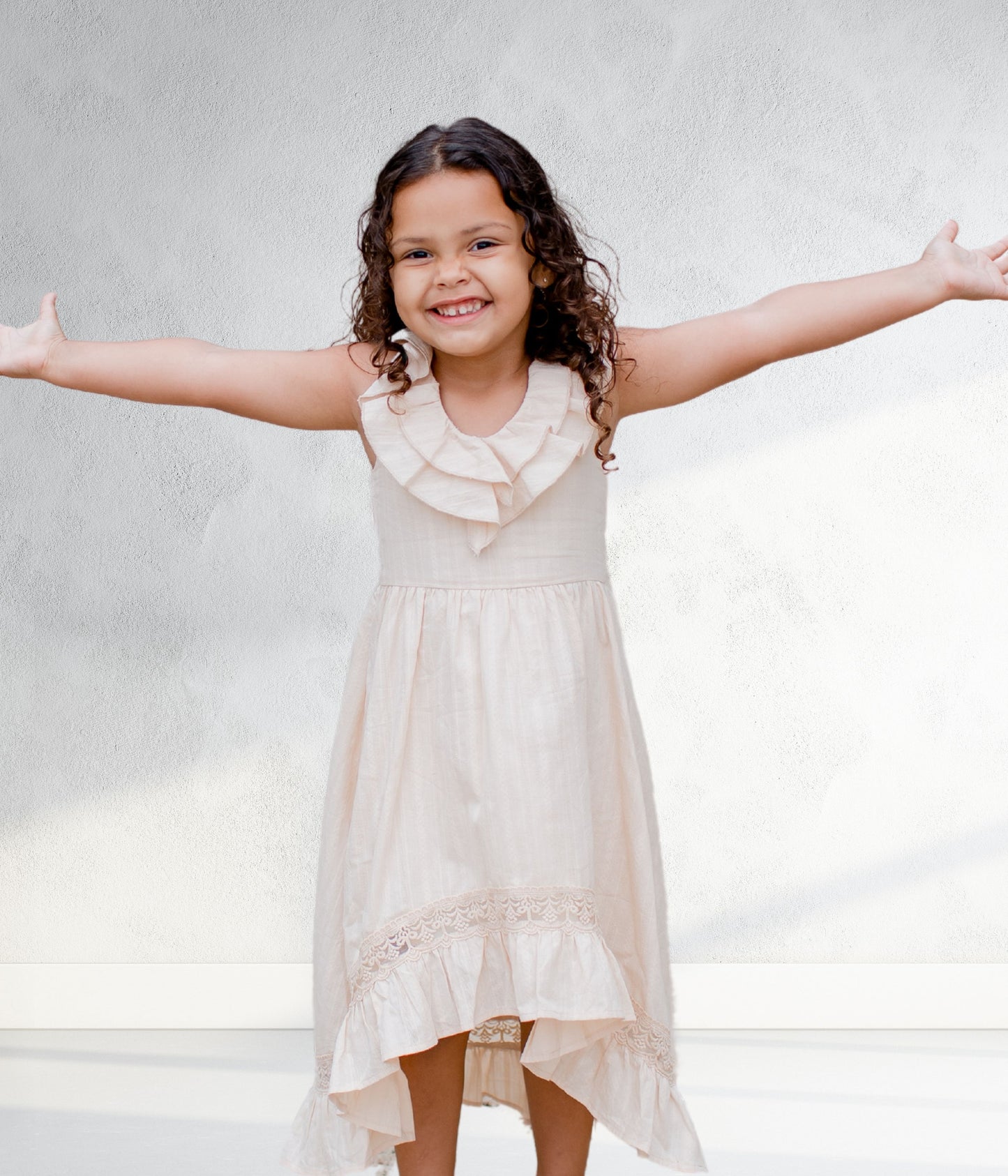 Ruffled neck Sierra flower girl dress