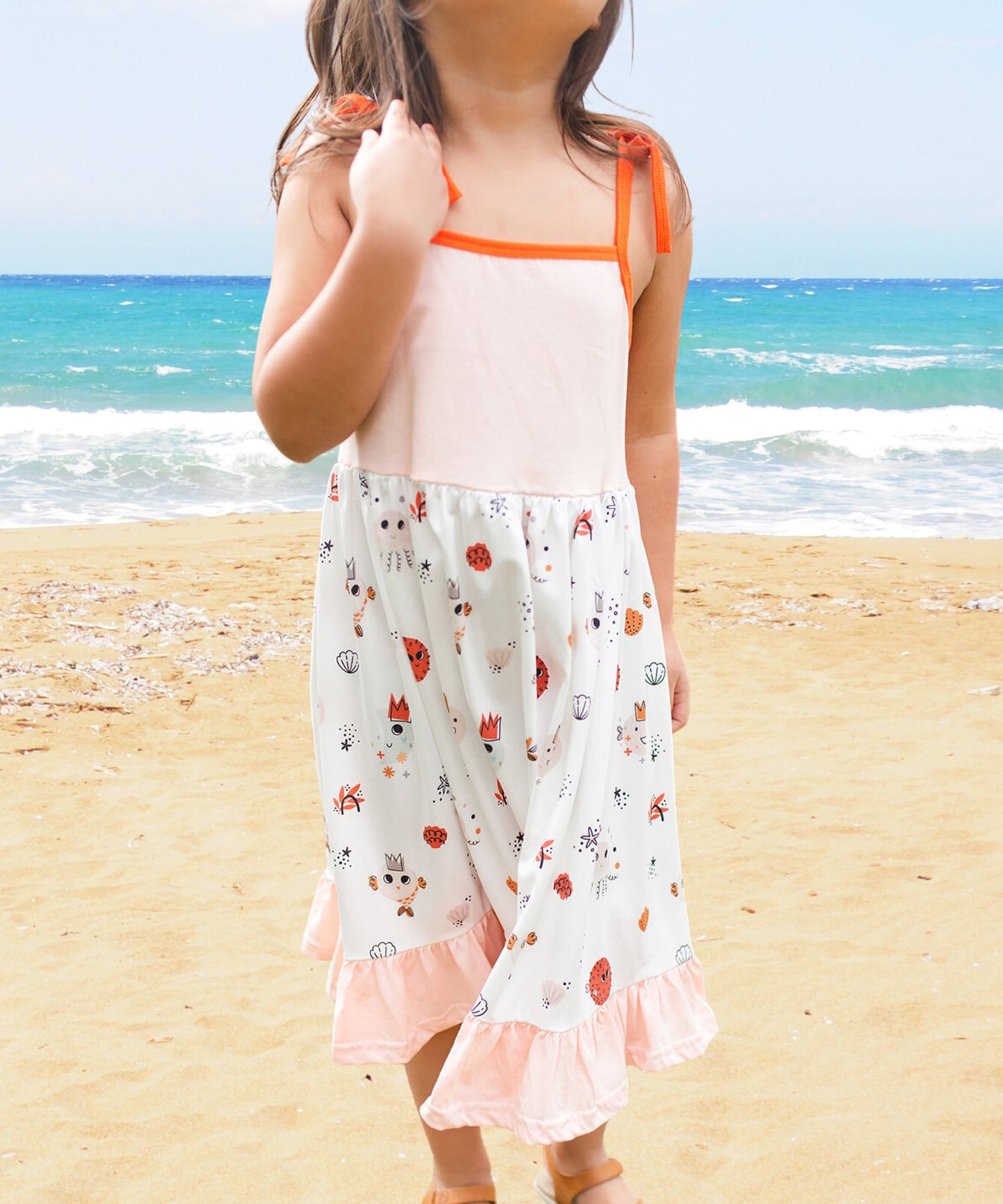 Sea Creatures Peach Beach Dress - 'Under the Sea Collection'