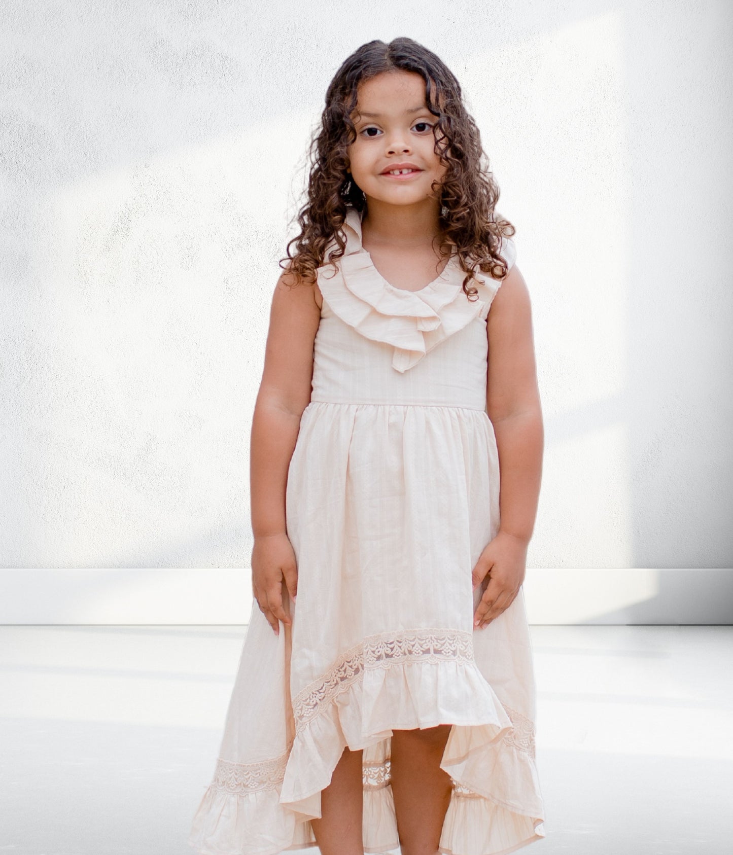 Ruffled neck Sierra flower girl dress