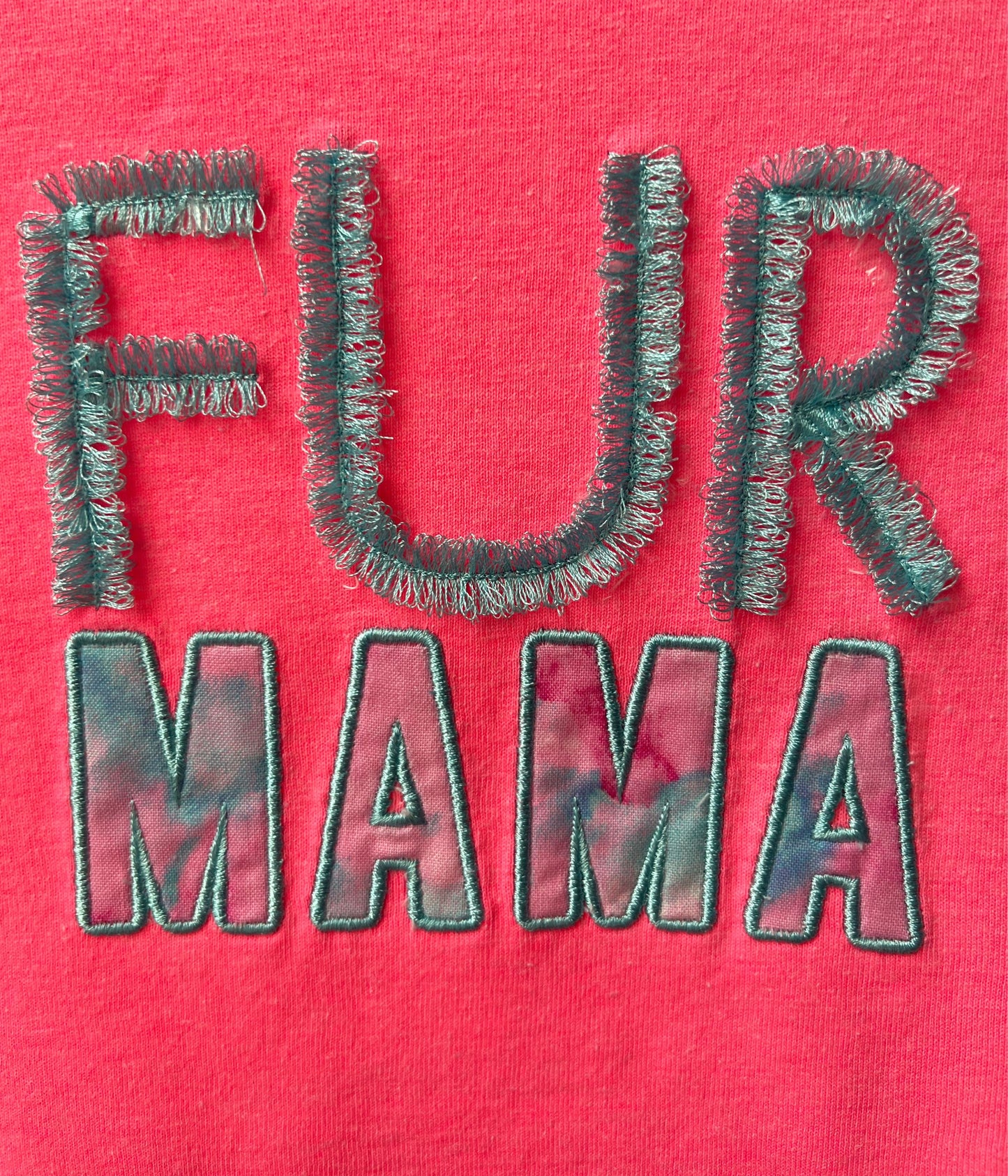 FUR MAMA Fringed embroidery Pink Tshirt