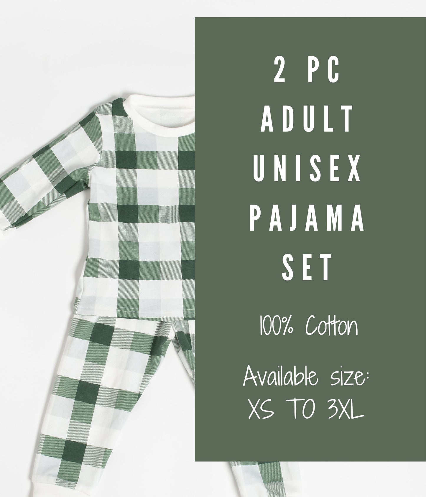 Green plaid pajamas - Family matching 100% cotton pajamas