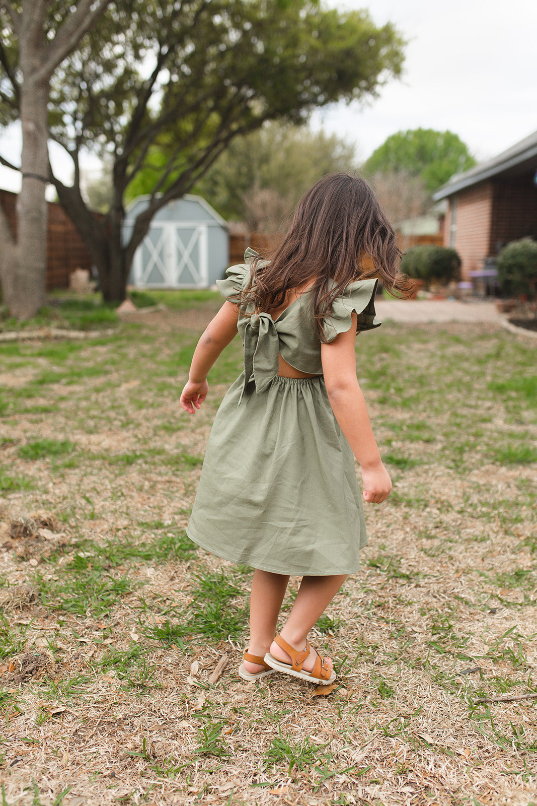 Flutter Sleeves Back Tie Georgina Dress