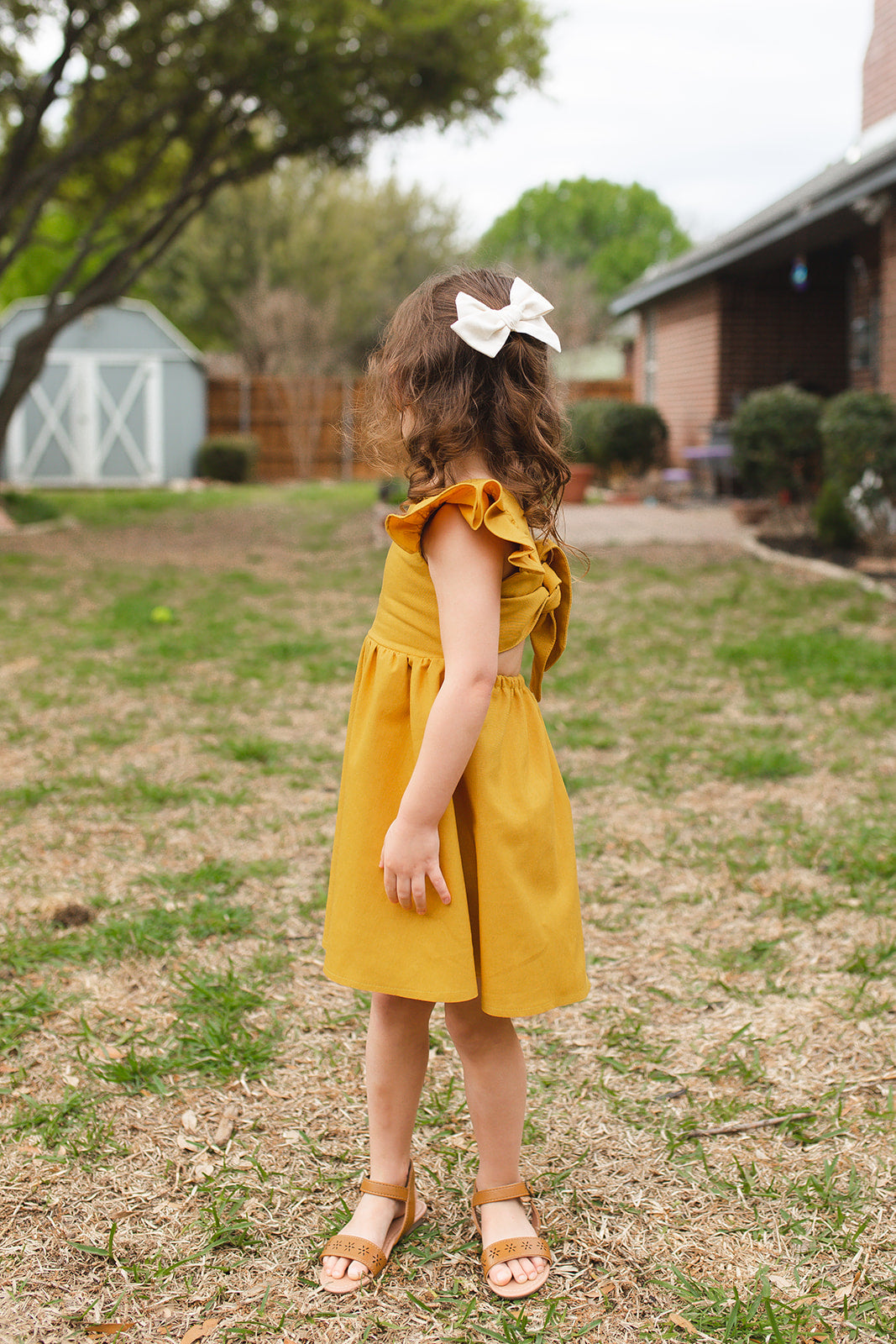 Flutter Sleeves Back Tie Georgina Dress