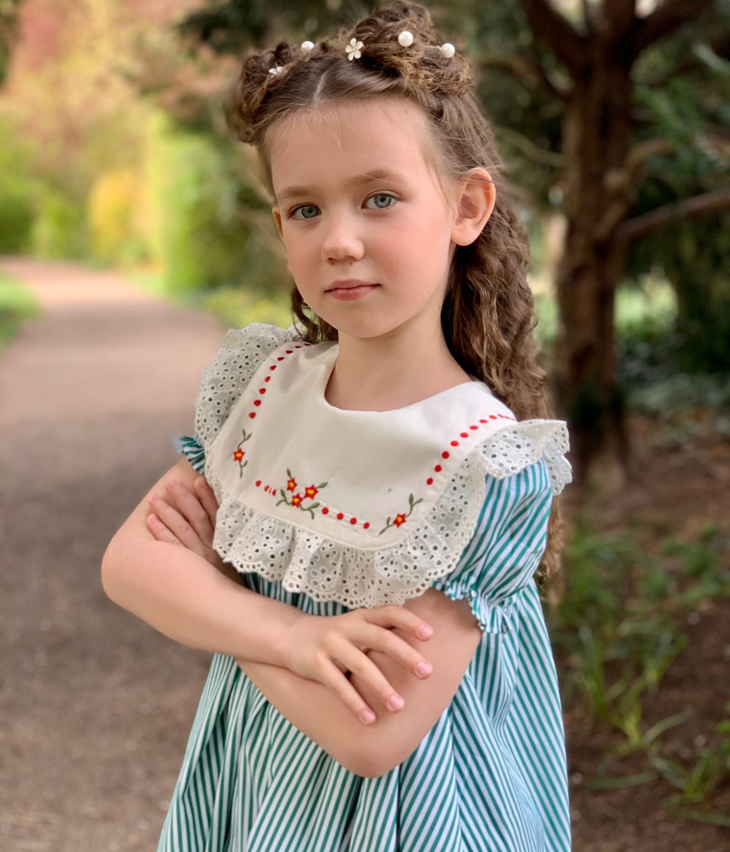 Striped Embroidery Dress