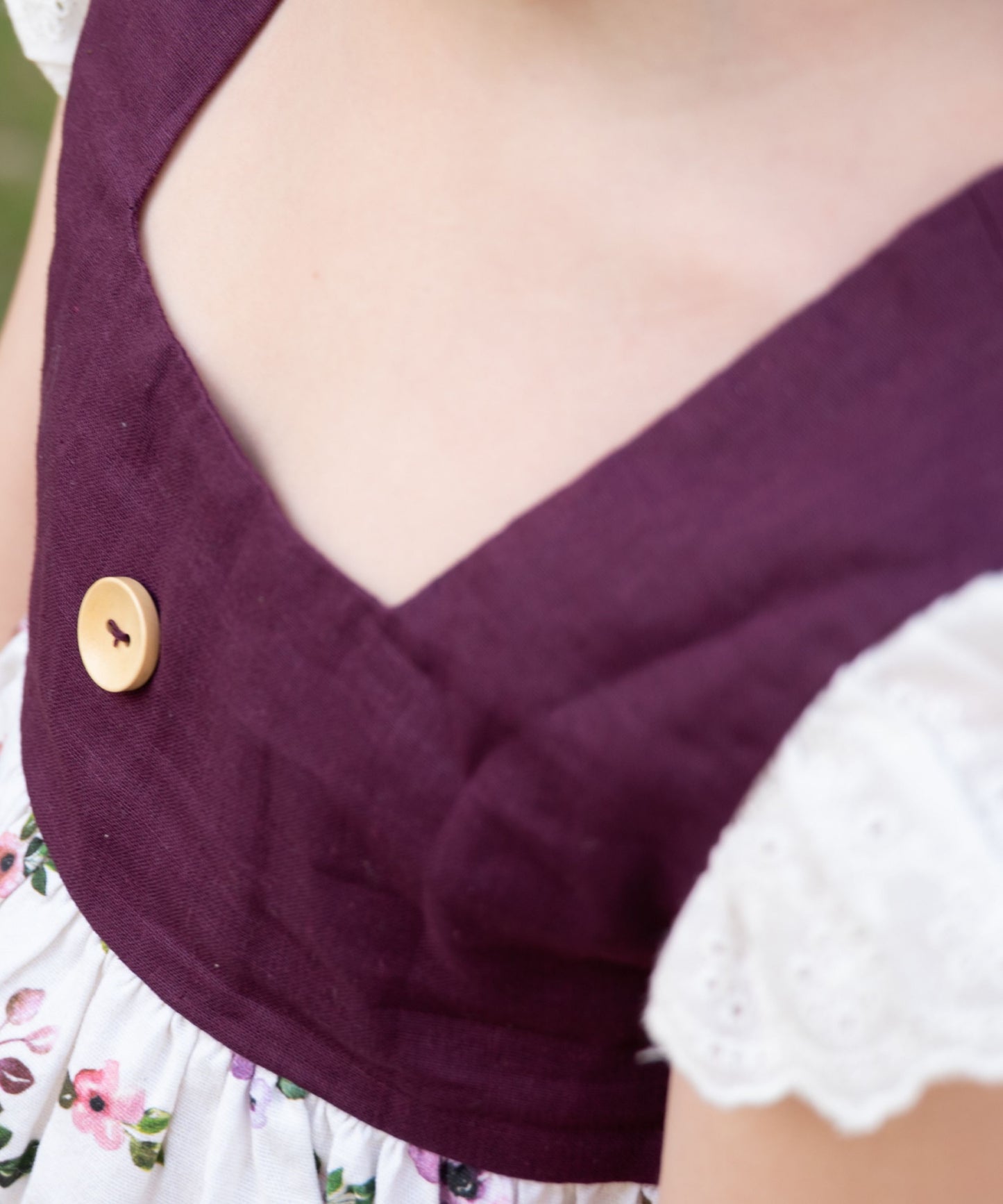 Purple Floral Linen Dress