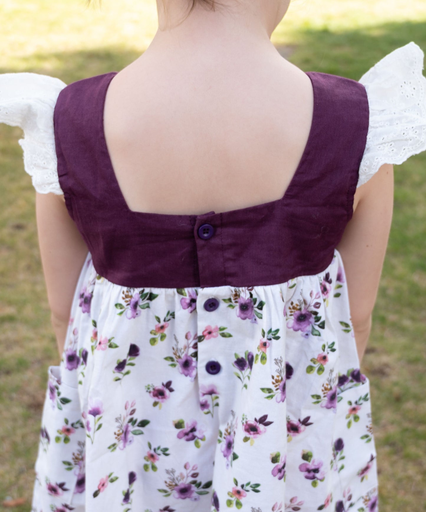 Purple Floral Linen Dress