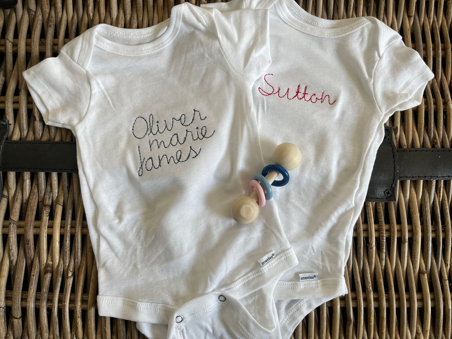 Hand Embroidery Name Onesie