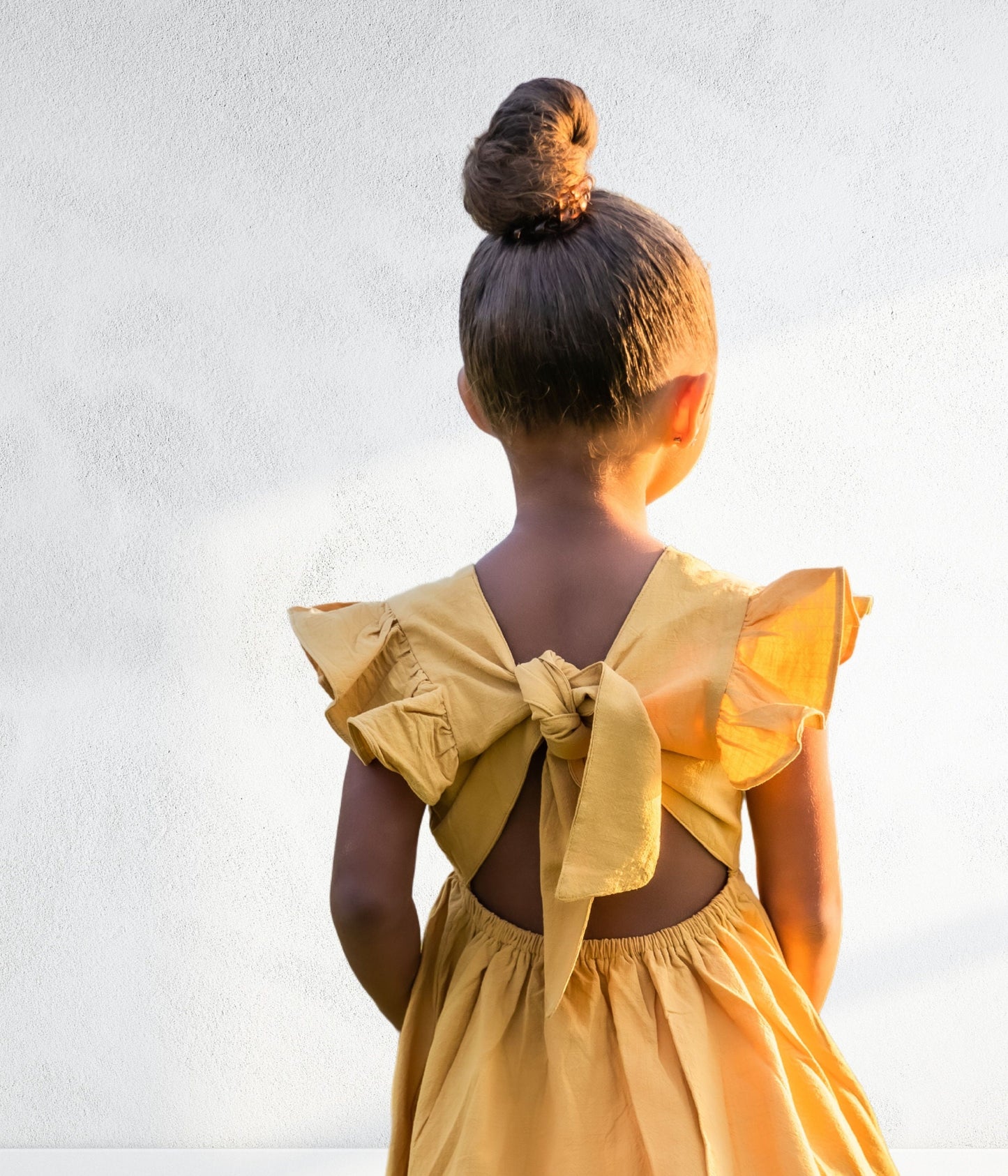 Mustard Linen Dress for Girls, Girls wedding dress, Flower girl dress, Spring girls dress