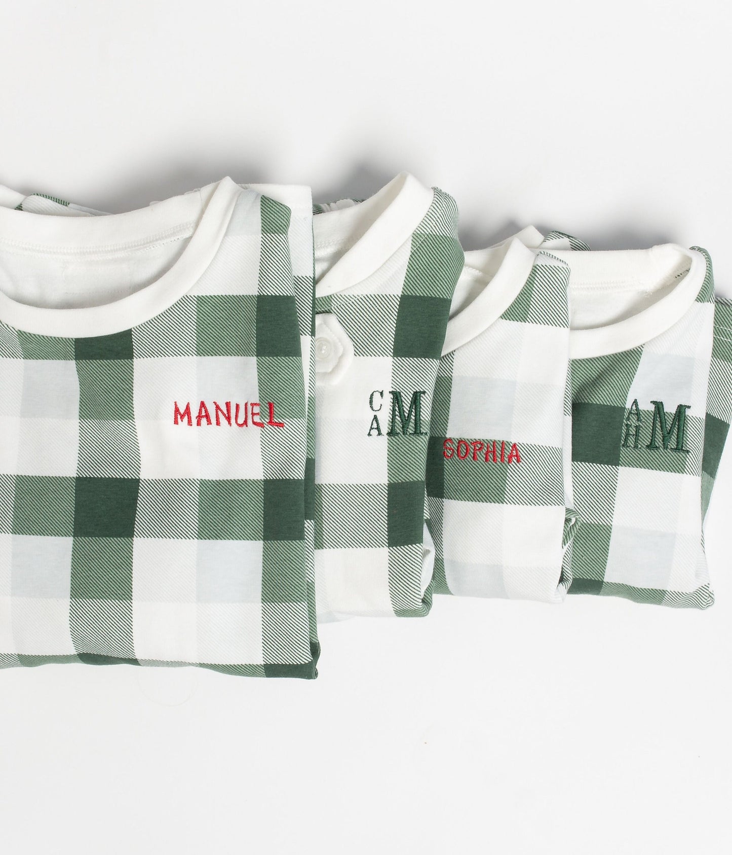 Green plaid pajamas - Family matching 100% cotton pajamas