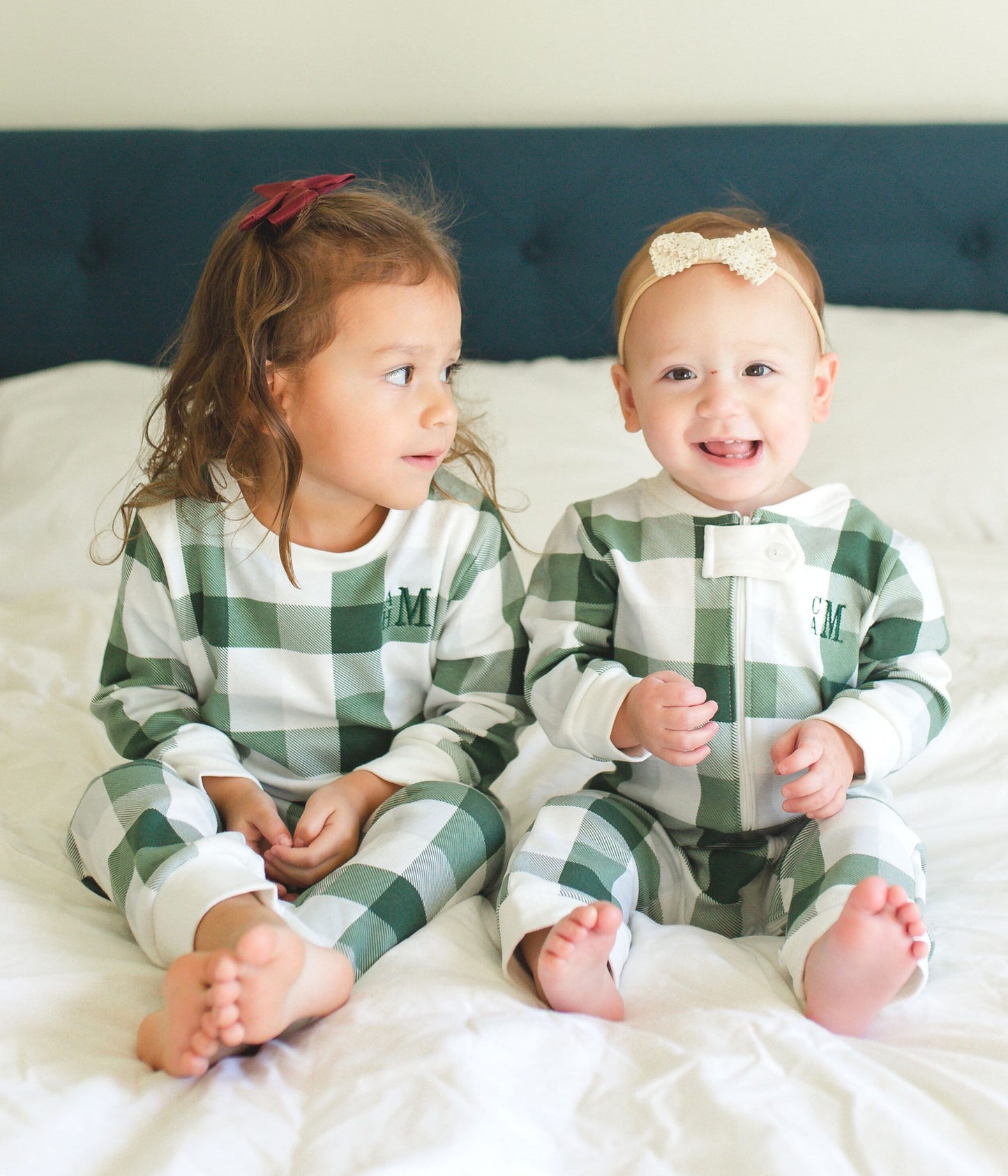 Green plaid pajamas - Family matching 100% cotton pajamas