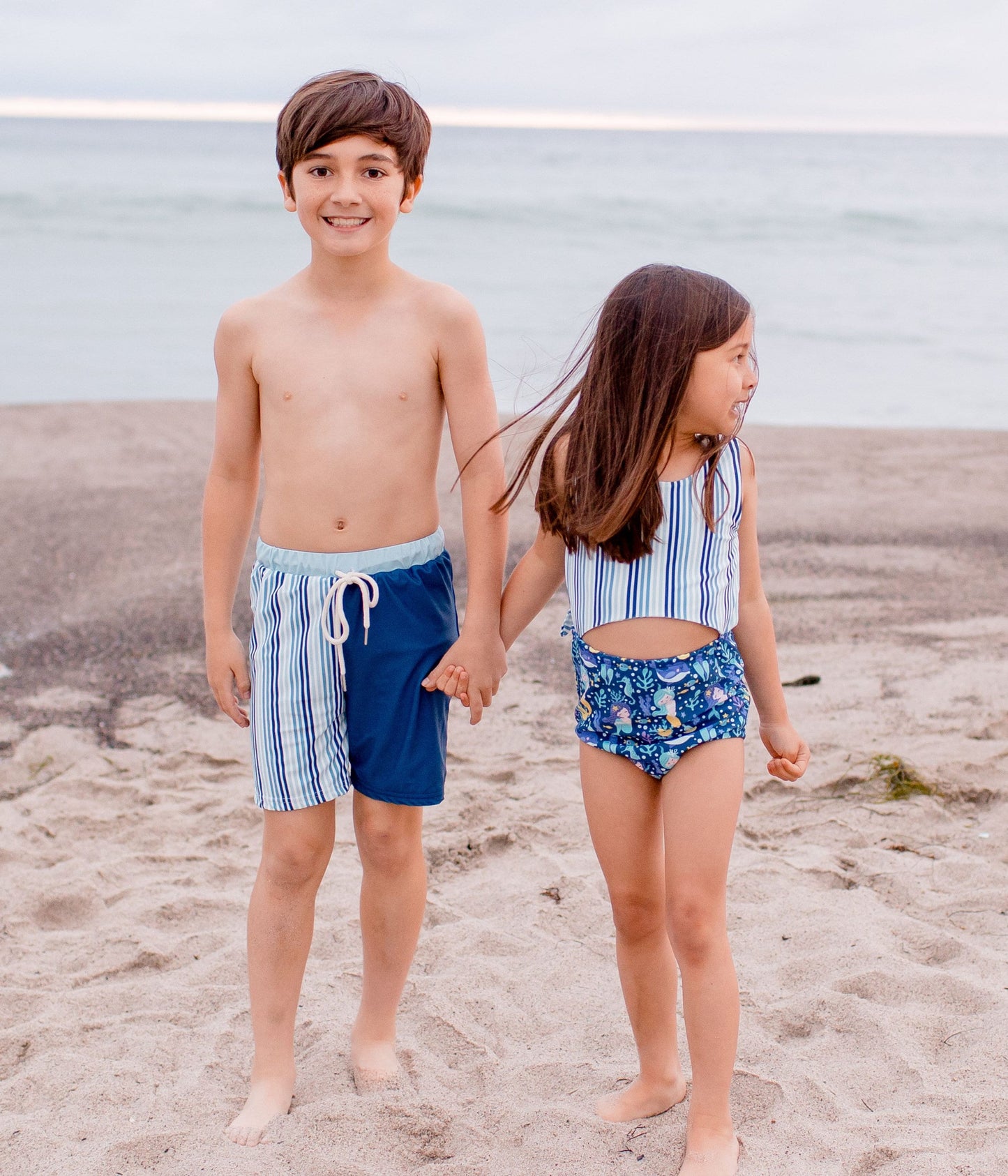 MATCHING KIDS SWIMSUIT - boys rash guard, boys swim trunk, girl swimsuit, girl mermaid swimsuit