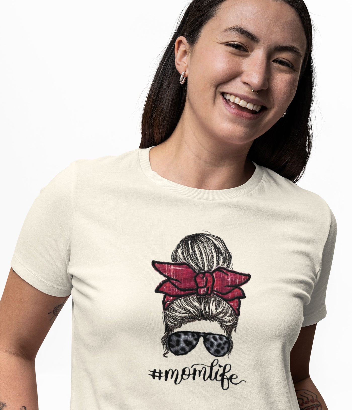 Momlife Messy Bun Applique Embroidery tshirt