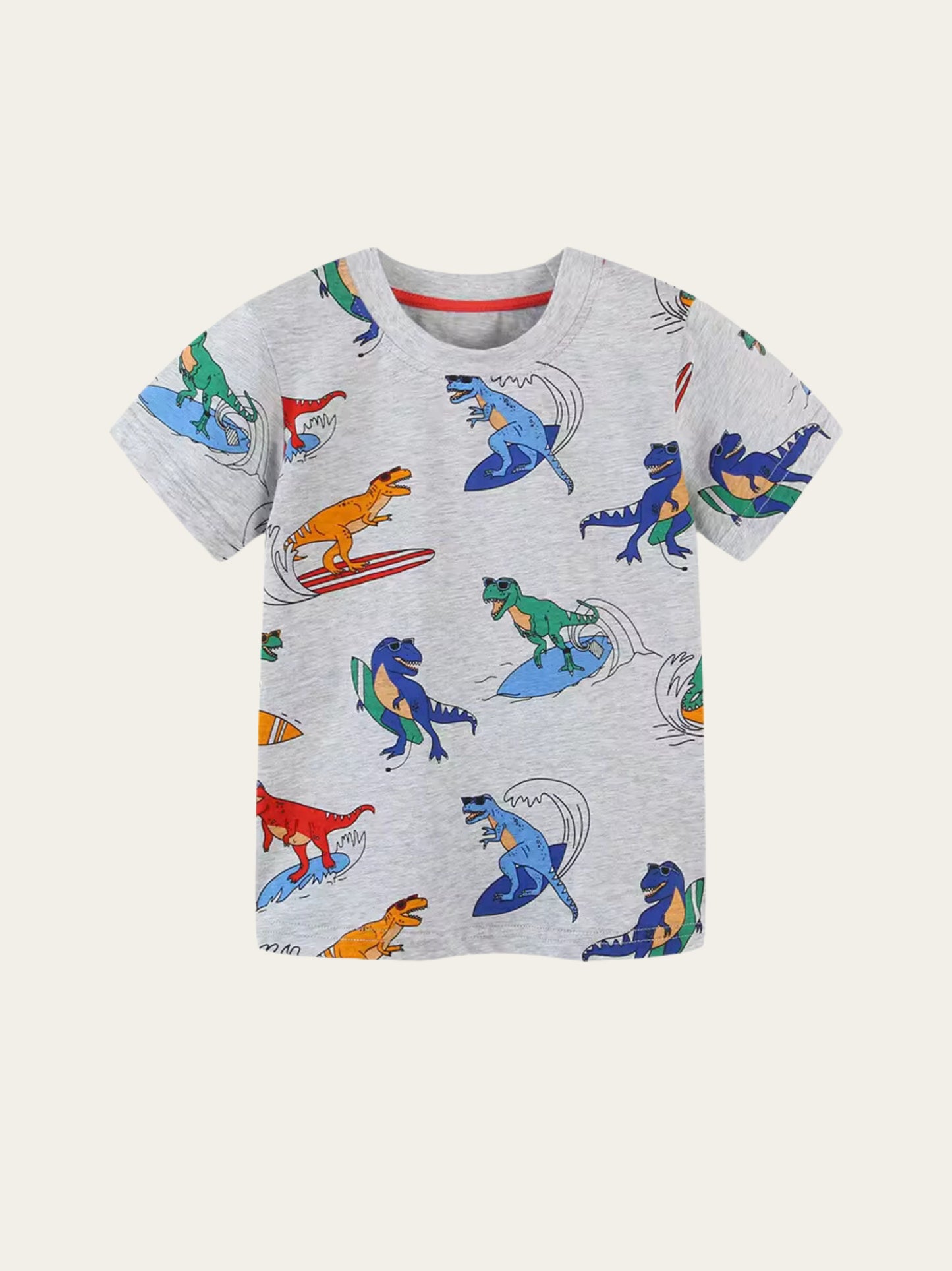 Dino surfing summer tshirt