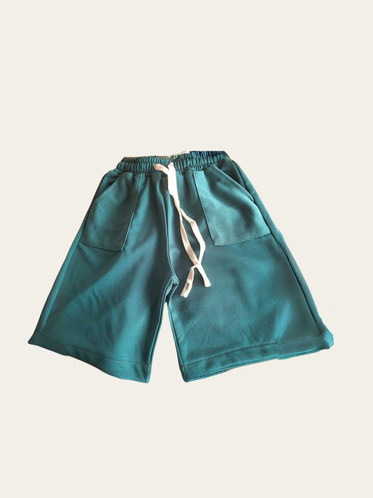 French terry green shorts