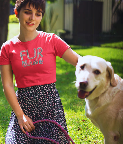 FUR MAMA Fringed embroidery Pink Tshirt
