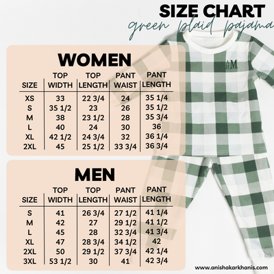 Green plaid pajamas - Family matching 100% cotton pajamas