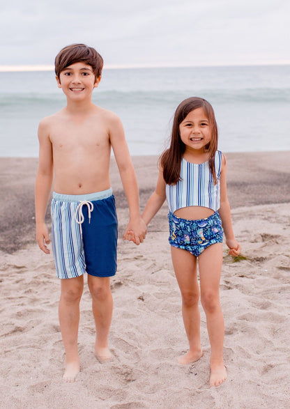 MATCHING KIDS SWIMSUIT - boys rash guard, boys swim trunk, girl swimsuit, girl mermaid swimsuit