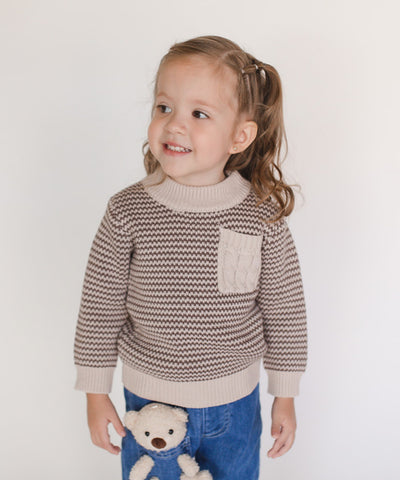 Beautiful Chaos Unisex Zigzag Brown Pullover