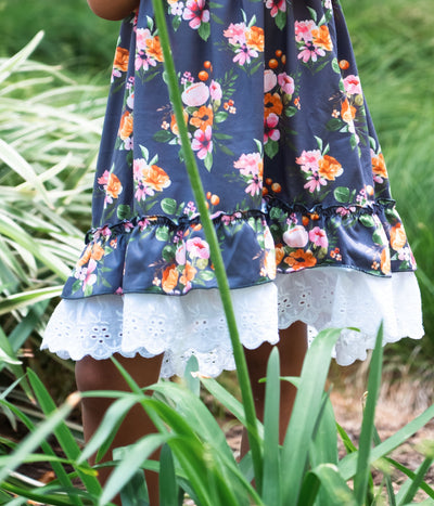 Gray Floral & Lace Summer Savannah Dress