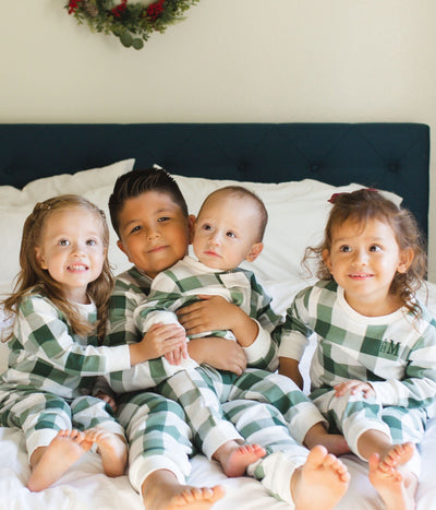 Green plaid pajamas - Family matching 100% cotton pajamas